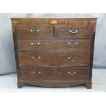 GEORGIAN MAHOGANY CHEST with two short over three long drawers with Sheraton type shell inlay,