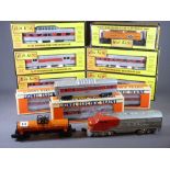 LIONEL/RAIL KING ELECTRIC TRAINS O'GAUGE - including a Santa Fe diesel engine with three boxed and