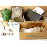 LINEN, mantel clocks, tv boxes and other household items