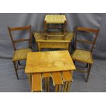 VINTAGE FURNITURE, a parcel to include a pair of Edwardian cane seated chairs, an oak hall table,