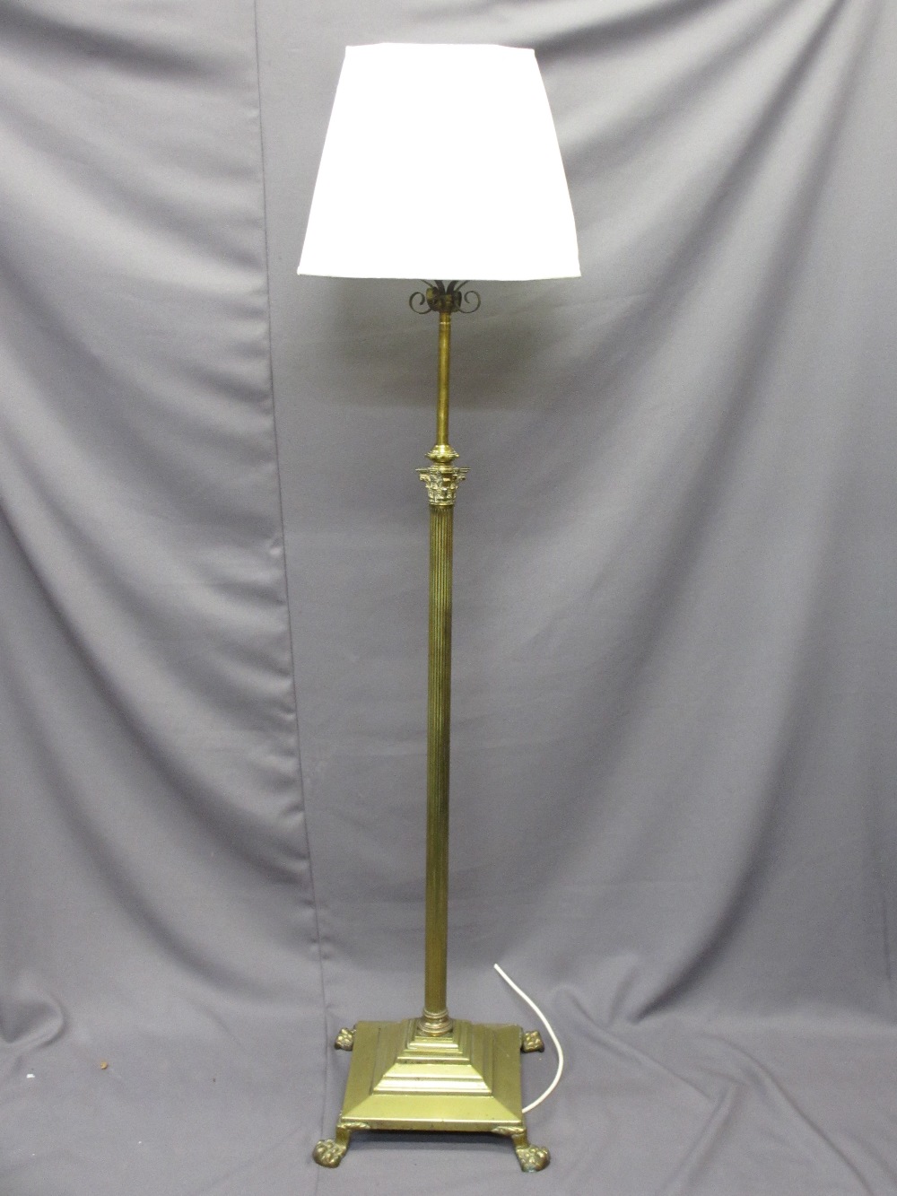 QUALITY BRASS CORINTHIAN COLUMN TOP ADJUSTABLE STANDARD LAMP converted for electricity