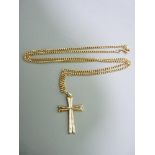 A PRESUMED GOLD CROSS ON AN 18CT GOLD CHAIN, 6.9grms gross