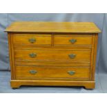 SATINWOOD CHEST of two short over two long drawers, 82.5cms H, 116cms W, 52.5cms D