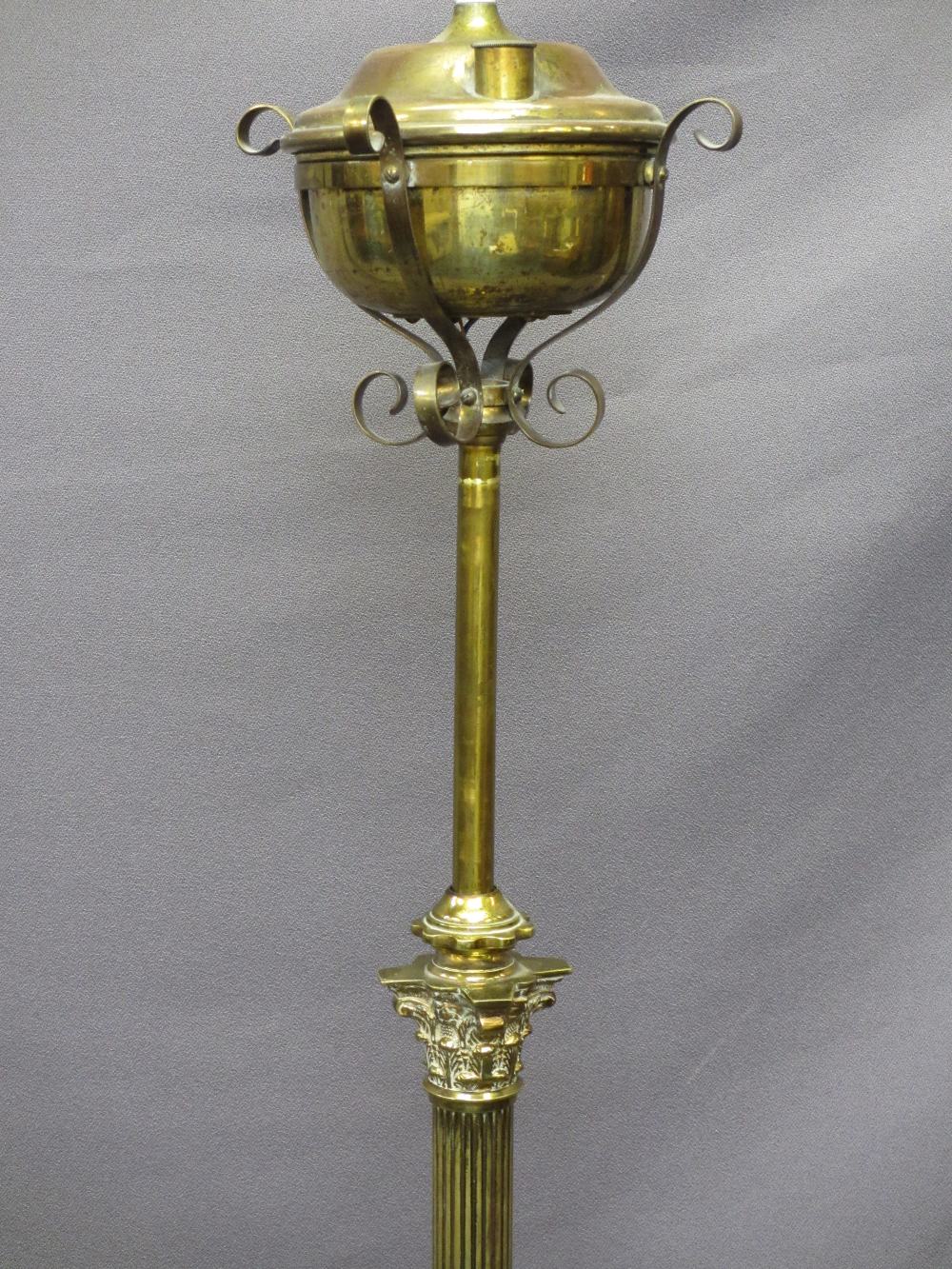 QUALITY BRASS CORINTHIAN COLUMN TOP ADJUSTABLE STANDARD LAMP converted for electricity - Image 2 of 3