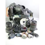 PHOTOGRAPHIC ITEMS - a Tamron SP10-24MM lens, a Sigma 70-300ML lens, a Nikon D3200 camera with Nikon