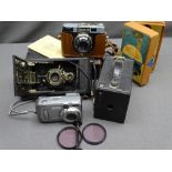 KODAK JUNIOR AUTOGRAPHIC NO 1A BOXED CAMERA and other vintage cameras ETC