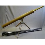 VINTAGE BRASS TELESCOPE ON TRIPOD STAND marked 'W Watson and Sons Ltd of London'