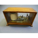BAROGRAPH, The Simplex No 191 vintage brass and oak cased with label 'Thomas Armstrong and