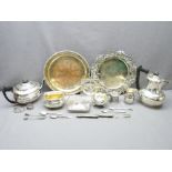 EPNS THREE PIECE TEA SERVICE and a quantity of other plated items