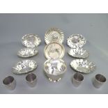 STERLING & CONTINENTAL SILVER - a quantity including a set of six lobed edge sweetmeat dishes by '
