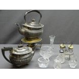 EPNS - spirit kettle, teapot and other items