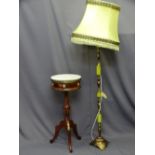 EMPIRE STYLE DRUM SHAPED OCCASIONAL TABLE and an onyx standard lamp E/T