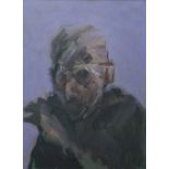 ELFIN JONES oil on canvas - portrait of gentleman, entitled 'Cafe Society', signed, 40 x 30cms