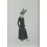 GERDA ROPER (b.1949) pencil drawing - entitled 'Lady in a Hat', signed, 28 x 20cms