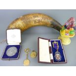 MIXED GROUP OF COLLECTABLES to include silver and enamel medallion for 'Independent Order of Odd