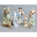 SITZENDORF CONTINENTAL FIGURINES, a pair, 23cms H, a pair of Japanese miniature figurines and