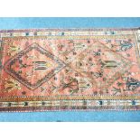 IRAN 100% WOOL PILE RUG - red ground with traditional repeating central pattern and Greek key