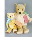 TWO VINTAGE TEDDY BEARS including a circa 1940s 22in Chiltern bear, play worn beige mohair with