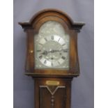 GRANDMOTHER CLOCK - polished with silver dial by Mark Armstrong, Manchester, with plaque referring