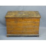 ANTIQUE PINE BLANKET BOX on bracket feet, 63cms H, 94cms W, 50cms D