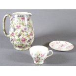 SHELLEY CUP & SAUCER SET and a vintage Shelley jug, 18cms H