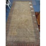 ANTIQUE RUG on red ground, 380 x 172cms