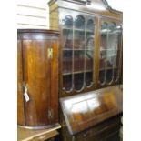 EDWARDIAN BUREAU BOOKCASE with upper glazed twin doors, fine desk interior and three lower drawers