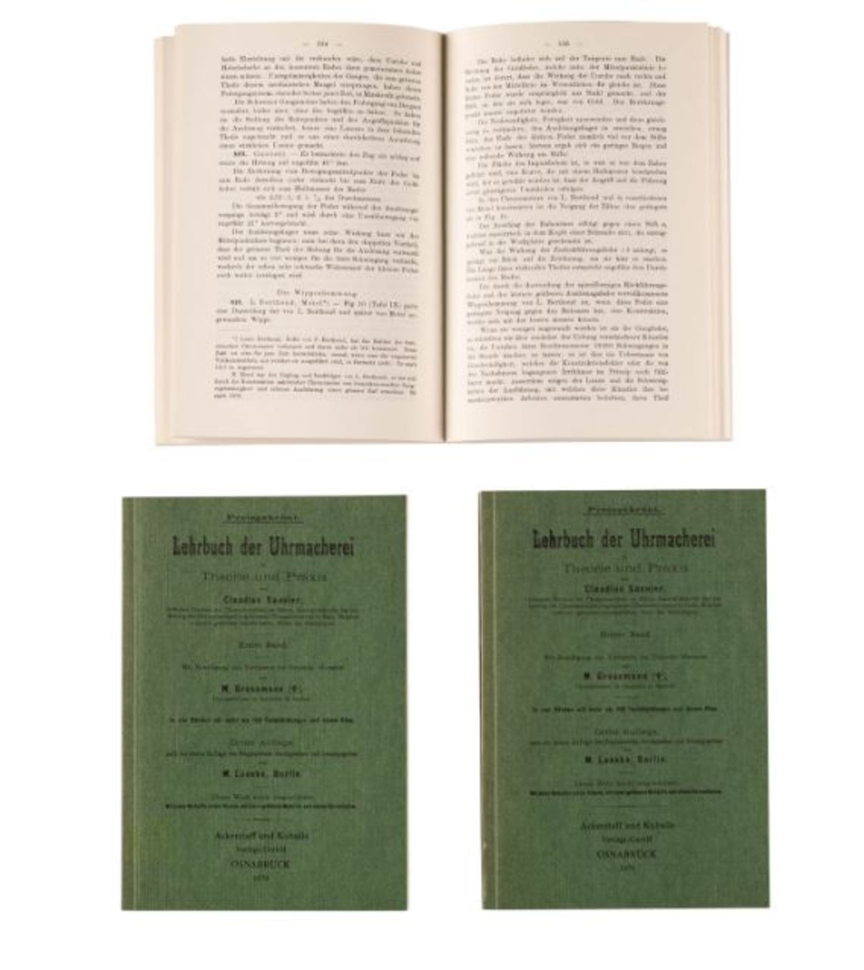 Konvolut sieben Lehrbücher über die Uhrmacherei. Von Claudius Saunier, u.a. Nachdrucke. Diverse