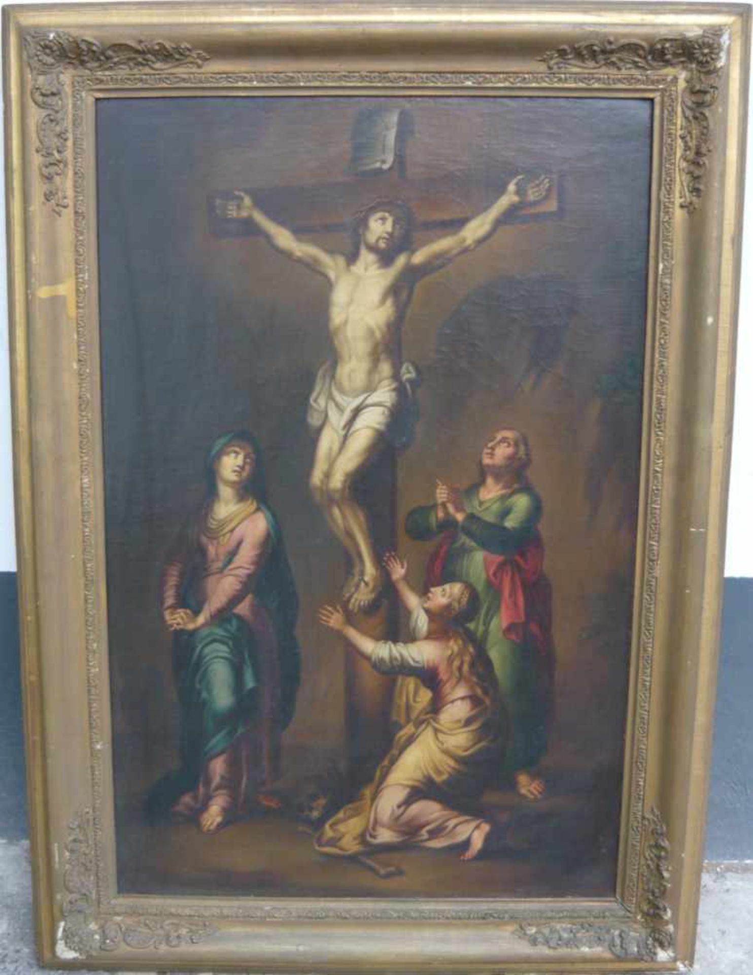 Unbek. Künstler des 18./19. Jhdt. Beweinung Christi. Öl/LW. Rahmen ca. 72x103 cm.Unknown artist of