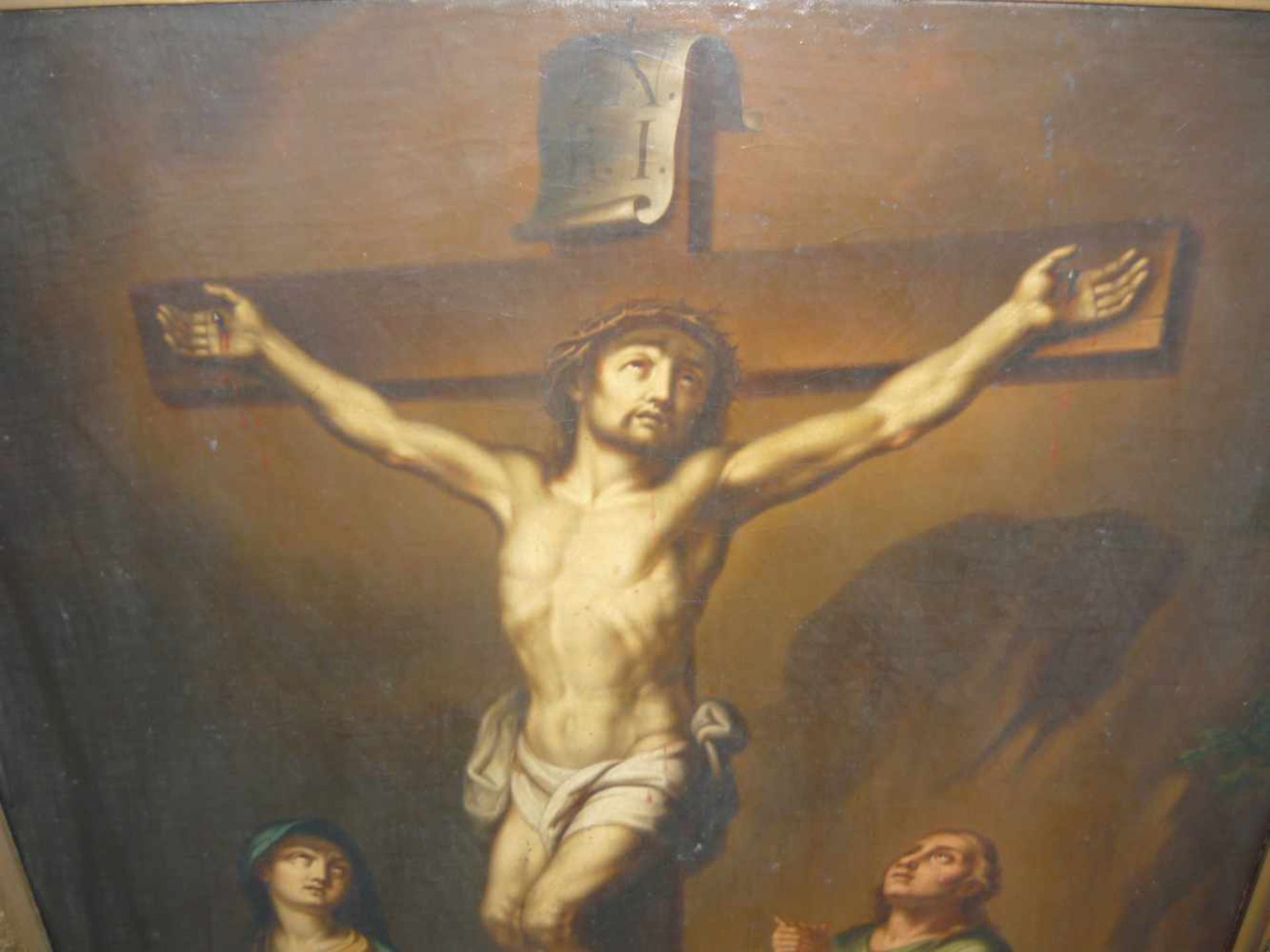 Unbek. Künstler des 18./19. Jhdt. Beweinung Christi. Öl/LW. Rahmen ca. 72x103 cm.Unknown artist of - Bild 2 aus 3