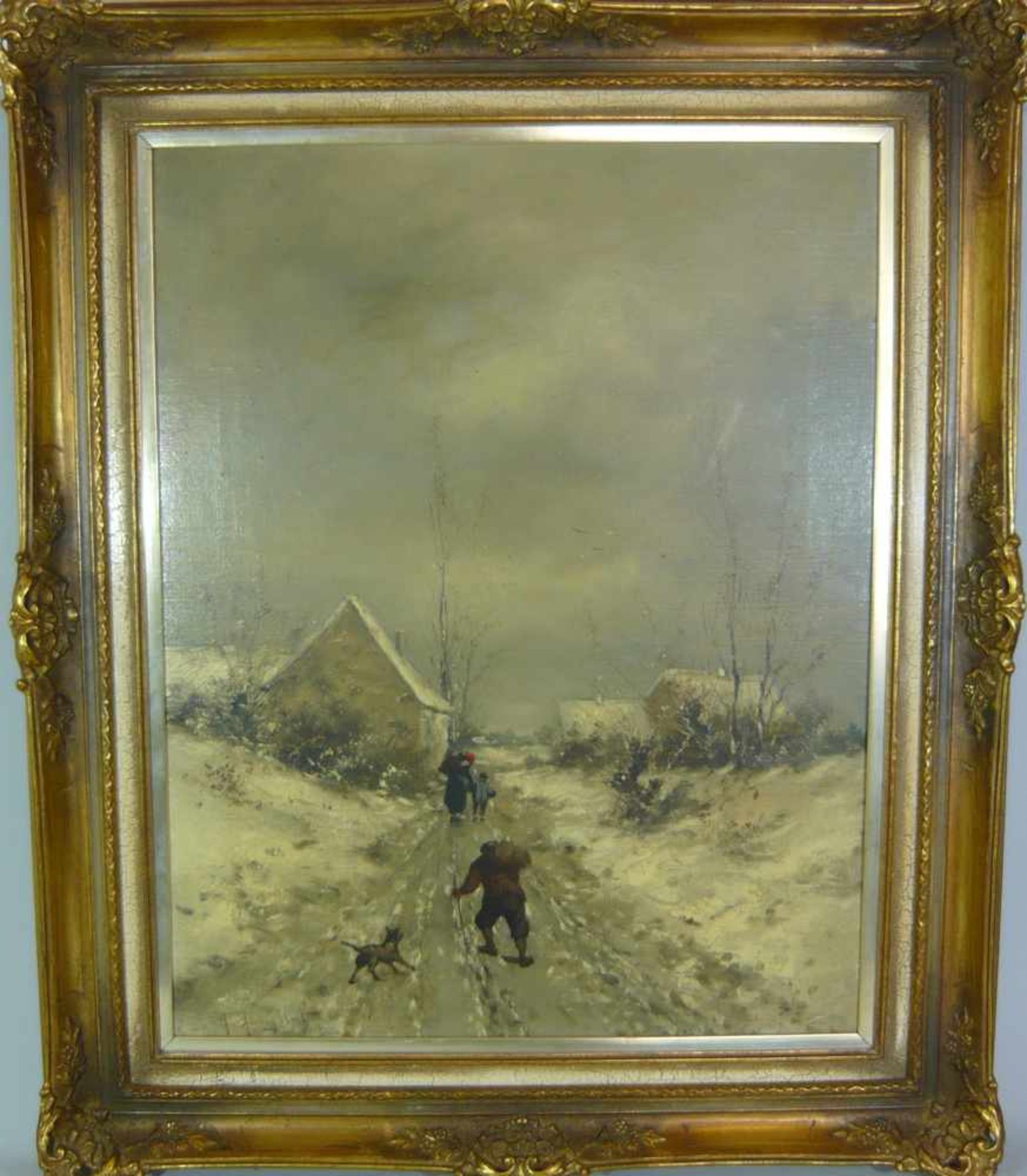 zurückgezogenJohann Jungblut (*1860, Saarburg - 1912, Düsseldorf). Village in winter landscape.