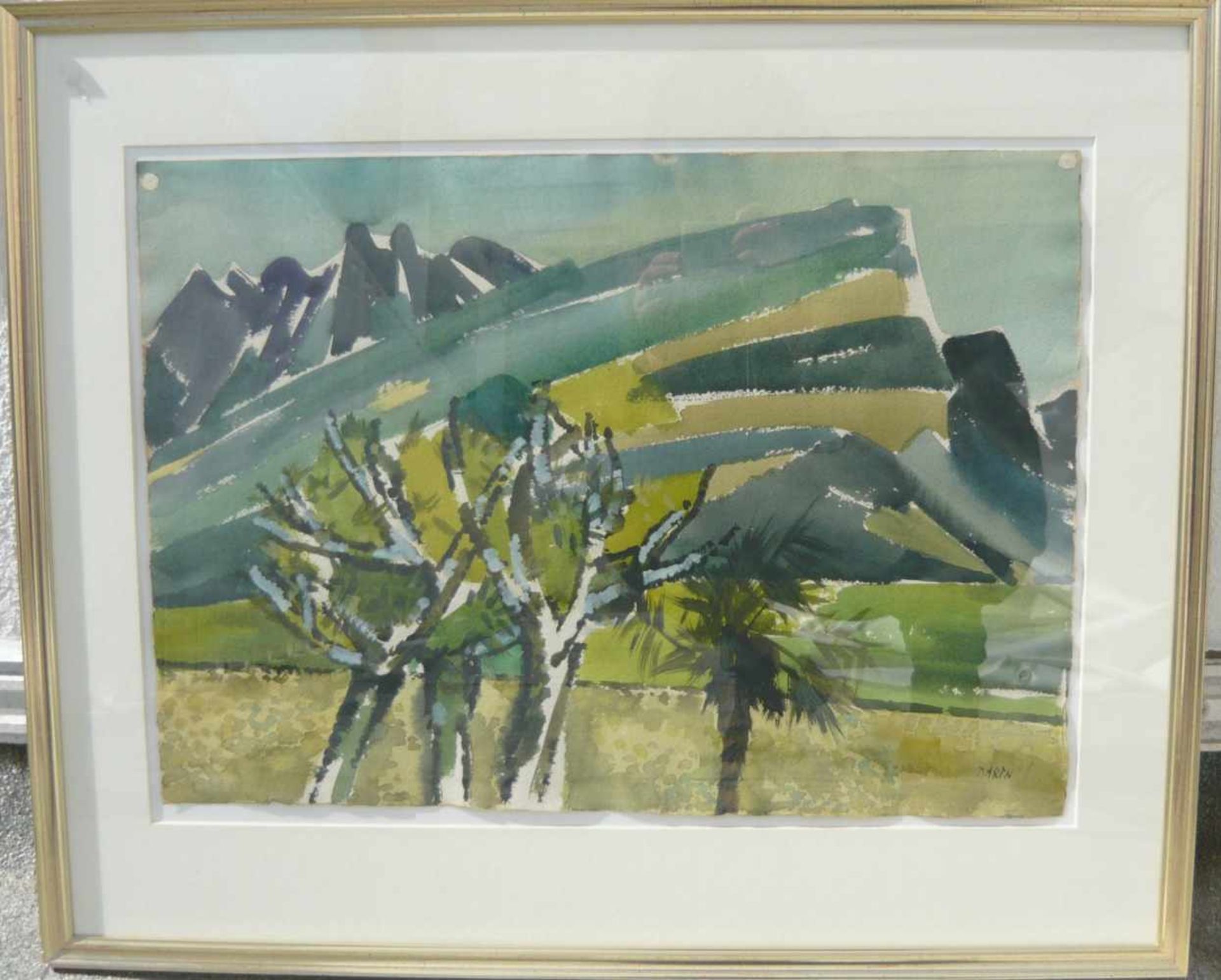 Carl Barth (*1896, Haan - 1976, Düsseldorf). Weitläufige Landschaft. Aquarell. Sign. u. re. Hinter