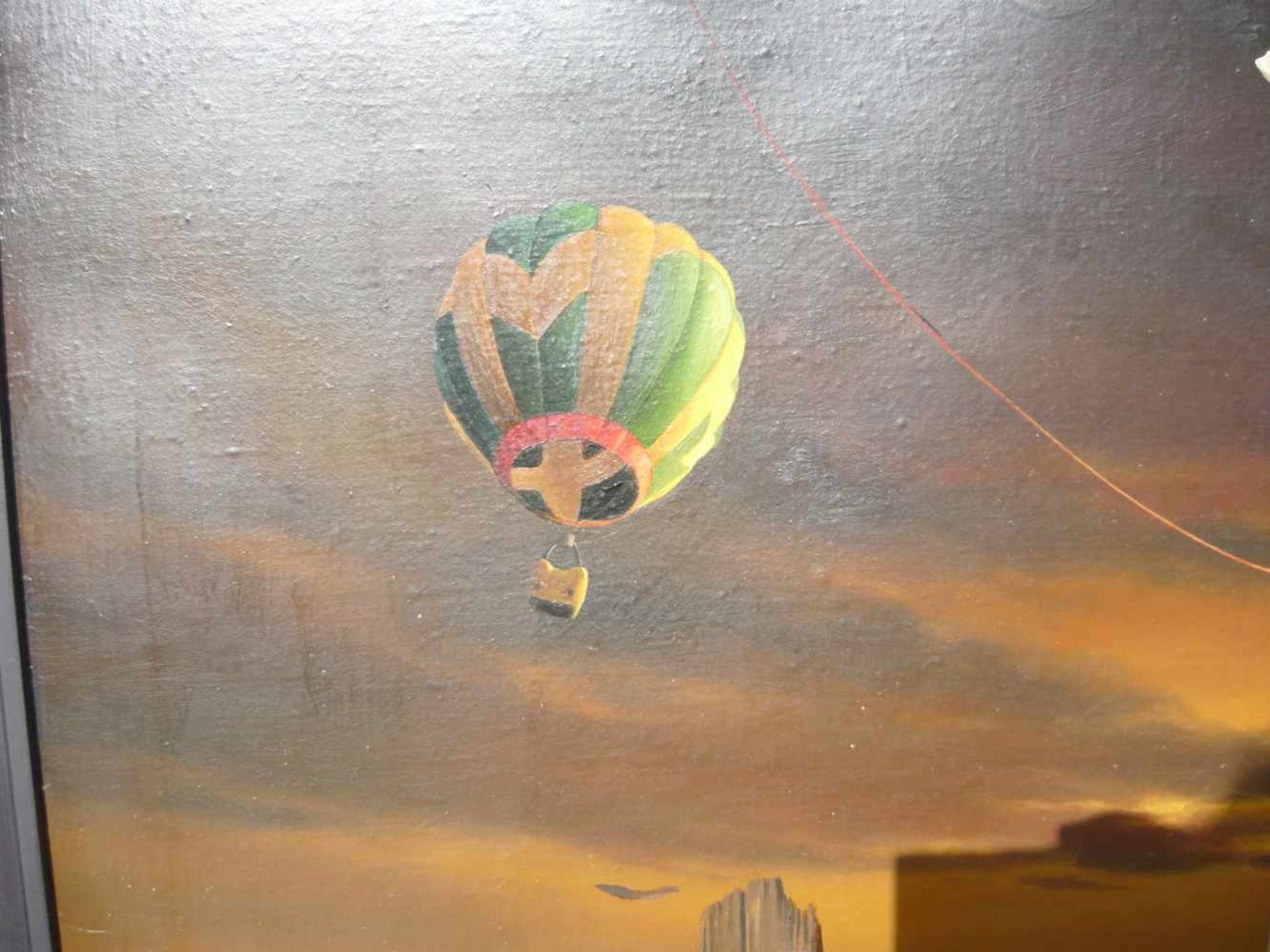 Marian Michalik (*1947 - 1997). Surrealistische Landschaft mit Heißluftballon. Öl/LW. Sign. u. - Bild 3 aus 4