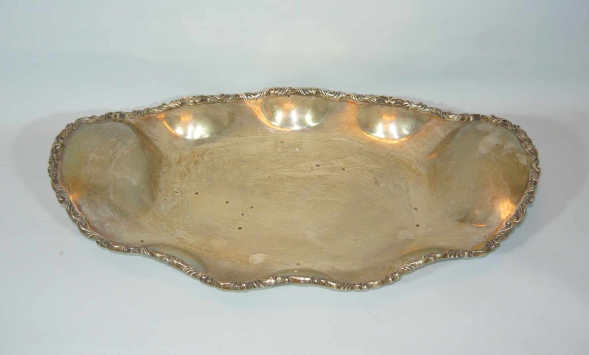 Große ovale Tischschale. 925er Sterling Silber. Gew. ca. 720 g. L. ca. 38 cm.Big ovale table