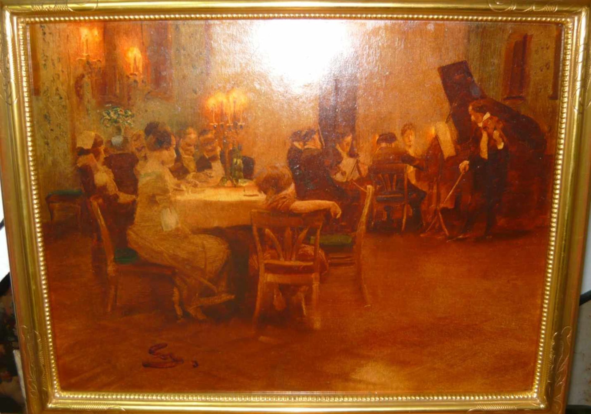 zurückgezogenWilhelm Schreuer (1866 Wesel - 1933 Düsseldorf). Concert in candle light. Oil/board.