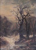 Schrenker, von. 20. Jh.zugesch. Winterlandschaft mit Kate. Öl/Holz. H: 25 x 17,5 cm. Rahmen H: 35,