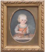 Kinderportrait, 19. Jh.Bruder von Henriette de Gaultier, verso bez. Pastell, unter Glas. H: 13 x
