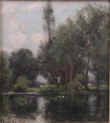 Barlow, John Noble. Manchester 1681 - 1917 Paris.Seenlandschaft. Öl/ Holz. Links u. sign. H: 30 x