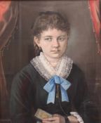 Damenportrait, 19. Jh.Mädchenbildnis. Mitte rechts sign. und dat."1881". Pastell, unter Glas,