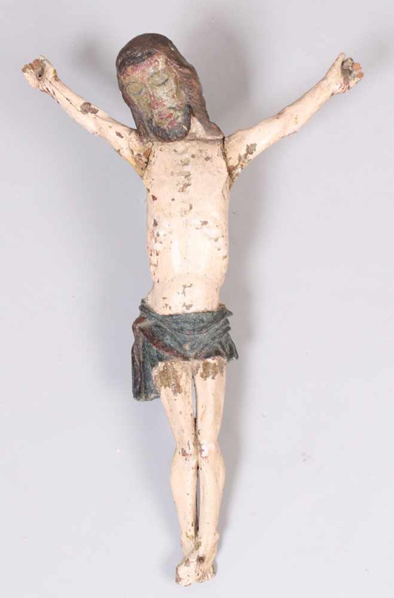 Corpus Christi.17. Jh. Holz geschnitzt. Reste von Farbfassung. H: 60 cm.