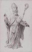 Zwei Heiligenbilder.Deutsch 19. Jh. Bischof und hl. Sebastian. Aquarell auf Papier, Passepartout,