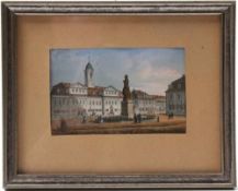 Kolorierte Lithografie. 19. Jh.Jean-Paul-Platz in Bayreuth. Passepartout, unter Glas. H: 7 x 11