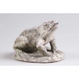 Brunnenfigur.Wasserspeier, Sitzender Frosch. Steinguss. H: 18 x 25 cm.