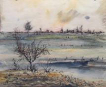 Rauh, Walter Caspar. Würzburg 1912-1983 Kulmbach.Aquarell. Landschaft. Ohne Titel. Links u. sign.