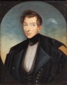 Herrenportrait. 19. Jh.Amtsrichter Ferdinand Hirsch, Göttinger Student 1838. Verso bez. Öl/Lwd./