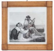 Zwei Rahmen. 19. Jh.Druck n. August Riedel, Neapolitanische Fischerfamilie, sowie Spanische Zigeuner