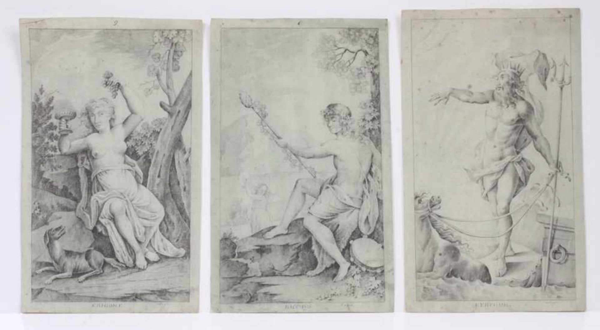 12 Blätter mit Darstellungen aus der griechischen und römischen Mythologie. 18. Jh.Zeichnungen auf - Bild 3 aus 4