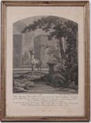 Ridinger. Johann, Elias. Ulm 1698 - 1767 Augsburg.Kupferstich. Dißer schwartze Tann- Hirsch, ißt