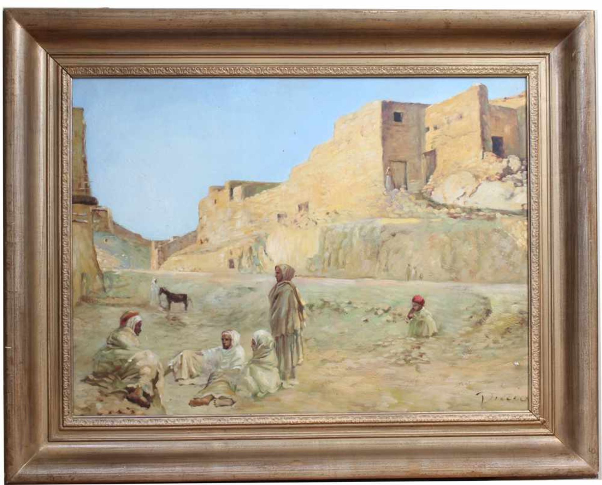 Unbekannt, 20. Jh.Nordafrikanische Landschaft. Rechts u. undeutlich sign. Öl/Lwd. H: 50 x 68 cm. - Bild 2 aus 2