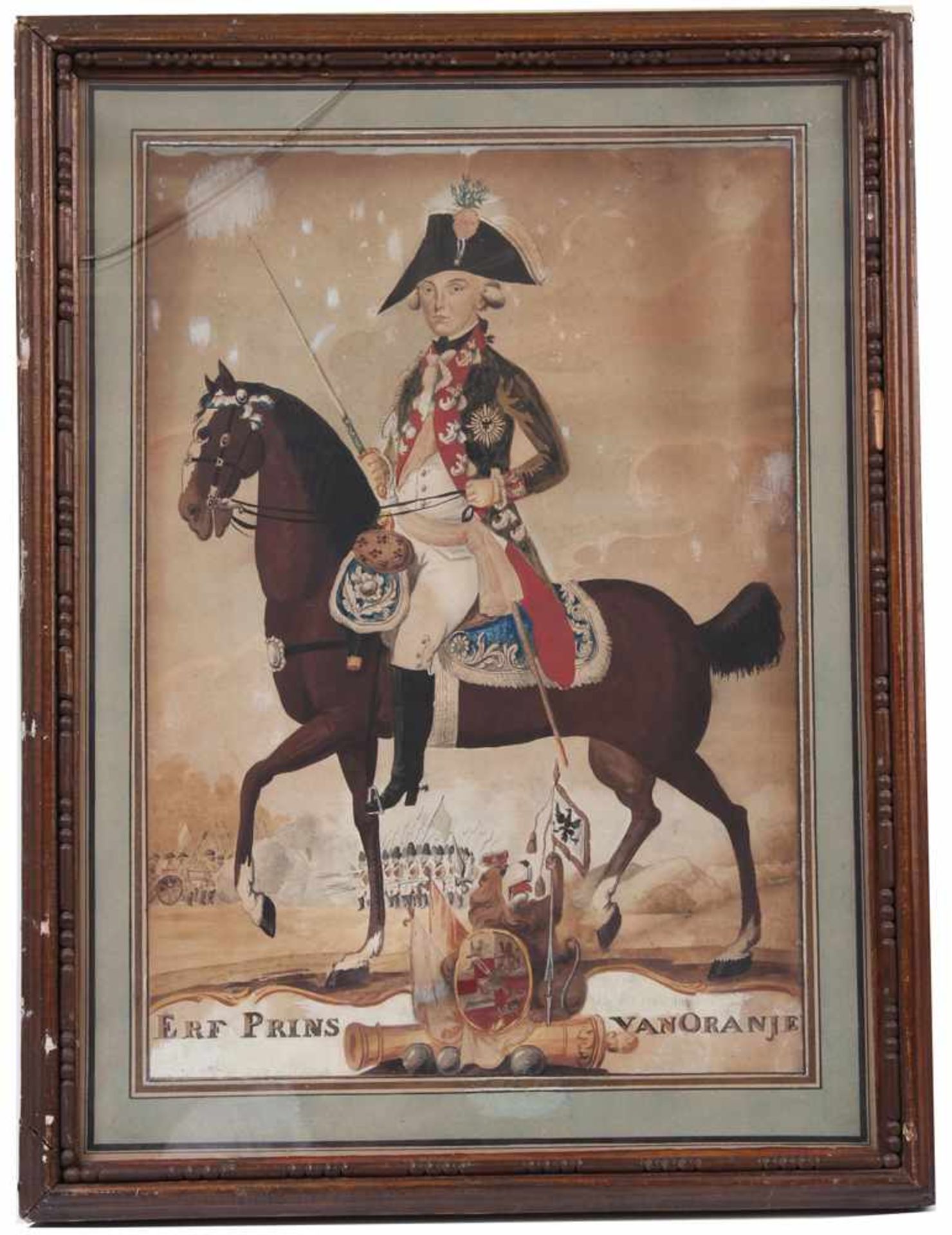 Holland, 19. Jh.Paar Portraits von Prinz Friedrich von Oranien-Nassau zu Pferd in der Schlacht von - Bild 2 aus 2